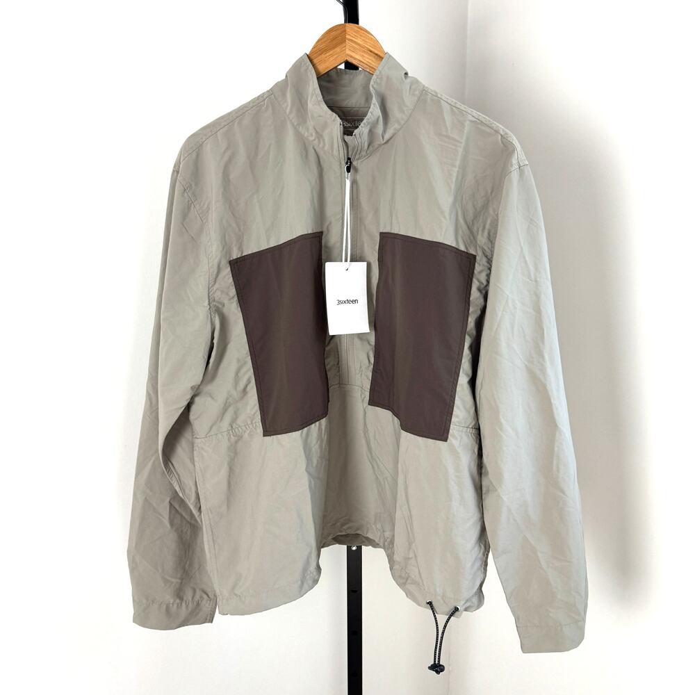 3sixteen Trail Stone Grey Brown Nylon Wind Blocker Half Zip Shirt XL NEW Anorak